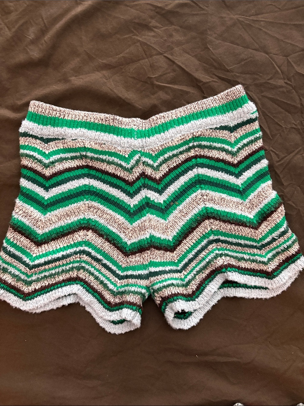 Green Striped Knit Women’s Shorts